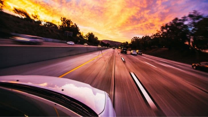 Fast car on highway